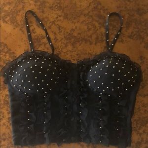 Fashion fantasy studded lace bustier top